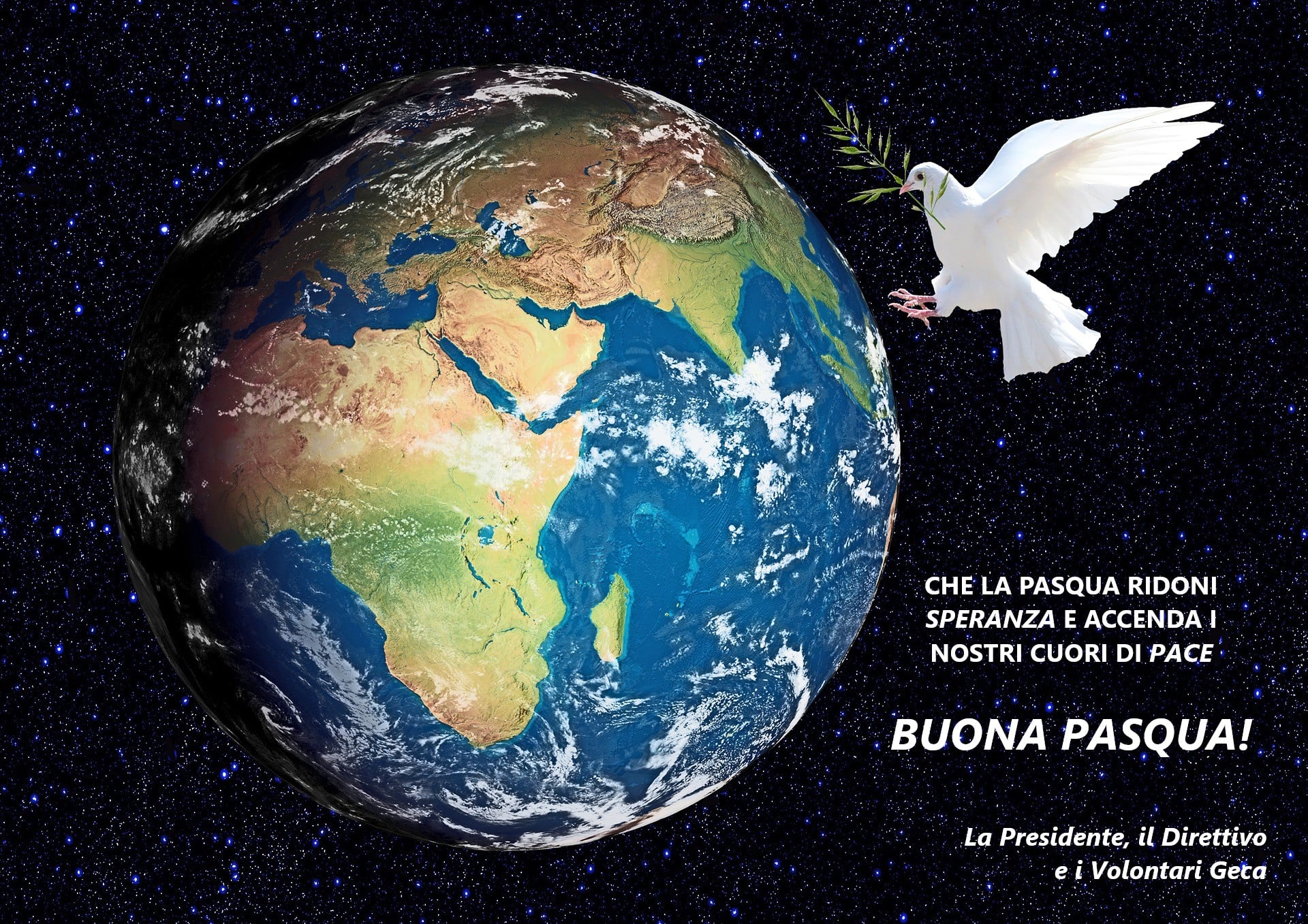 colomba di pace sul globo terrestre
