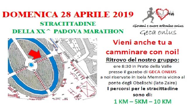 copertina con percorso padova marathon 2019